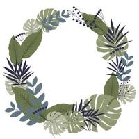 Abstract banner frame with tropical leaves of monstera, palm and dieffenbachia vector