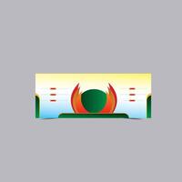 Horizontal Banner for escalator and elevator maintenance, creative concept for advertising, template for posting photos and text. Modern design with white background. green gradient and red elements. vector