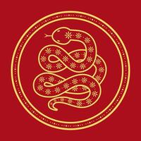 Chinese Snake, Symbol of 2025 New Year. Zodiac sign of the snake in circle. Isolated illustration vector