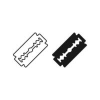 Set of Razor blade flat line icon isolated on white background vector