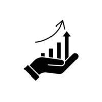 Hand and profit icon. Solid style for web template and app. Future, pick, revenue, business, achievement, chart, diagram, illustration design on white background. vector