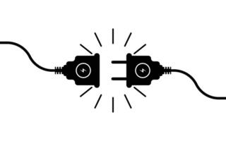 Electric socket with a plug. Connection and disconnection concept. Concept of 404 error connection. Electric plug and outlet socket unplugged. Wire, cable of energy disconnect vector