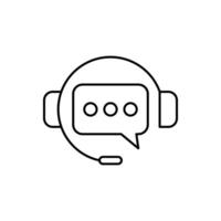 support service icon, hotline customer advice, call center help, line symbol on white background vector