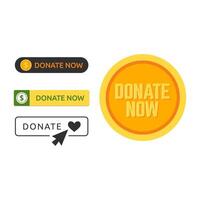 Set of donate web button. Symbol of financial aid isolated on white background. illustration. vector