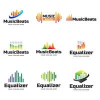 Set of Colorful music bars visualization graphic design template. vector