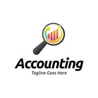 logo combination of a graph and magnifier vector