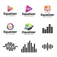 Set of Colorful music bars visualization graphic design template. vector