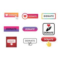 Set of donate web button. Symbol of financial aid isolated on white background. illustration. vector