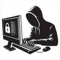 Computer hacker, Computer hacker , Computer hacker silhouette illustration vector