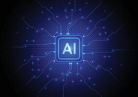 Artificial intelligence chipset on circuit board in futuristic concept technology artwork for web, banner, card, cover vector