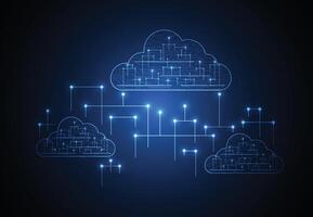 Cloud networking computing concept design. Digital data transform download and upload. Cloud technology network vector