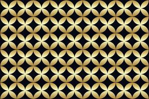 Gold geometric pattern on black background with overlapping circles. Geometric decoration. Modern trendy abstract pattern vector