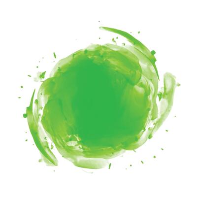 a green circle with green paint splatter.