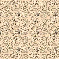 a seamless pattern with fruits on a light yellow background vector