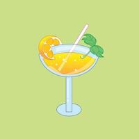 lemon juice cocktail, garnish with a slice of lemon and a sprig of mint vector