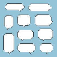 collection set of retro game 8bit pixel speech bubble balloon black and white color vector