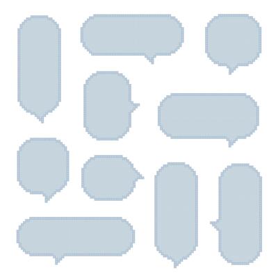 collection set of retro game 8bit pixel speech bubble balloon
