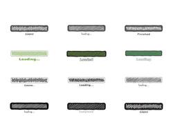 Collection Loading bar status icon. illustration. Set of loaded icons. Download progress. Donload or Upload. Hand-drawn sketch-scribble. vector