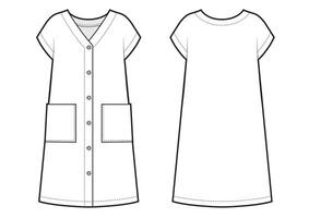 Wide fit dress with buttons in front vector