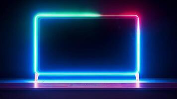Neon glowing frame with copy space, animation background with place for text video