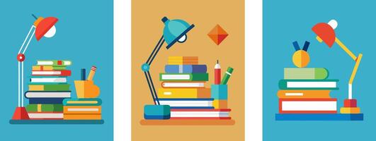 Set of illustrations, a stack of books vector