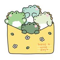 Cute crocodile in paper mail have leaf and flower cartoon design.Message.Card.Have a nice day text.Reptile animal character.Kawaii.Illustration. vector