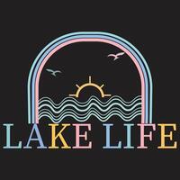 Lake Life Fisherman Retro Groovy Fishing Lake Lovers t Shirt vector