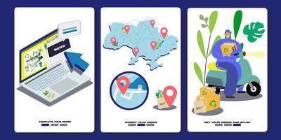 Navigation map. Order online. Flat courier. Red locator mark on map and location pin or GPS navigation icon sign. Country silhouette and red locator marks. Zoomed blue and green street map vector