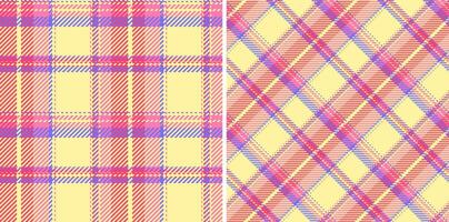 texture seamless of textile check plaid with a background fabric tartan pattern. Set in happy colors for throw blanket for couch cover. vector