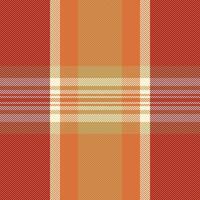 Decorating plaid fabric tartan, furry check texture background. Textured seamless textile pattern in orange and red colors. vector
