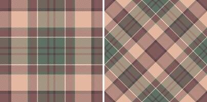Seamless pattern of fabric check textile with a texture plaid background tartan. Set in stylish colors for cozy casual brand clothing . vector