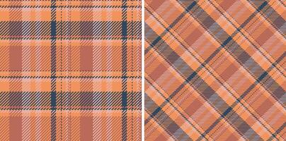 Background plaid texture of pattern check textile with a seamless tartan fabric. Set in halloween colors for chic home decor ideas. vector