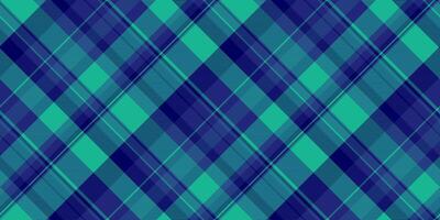 Fall background check texture, old-fashioned tartan fabric . Stitched pattern plaid textile seamless in blue and teal colors. vector