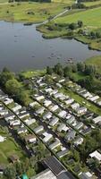 Aerial view of boats sailing through small canals in Giethoorn, The Netherlands video