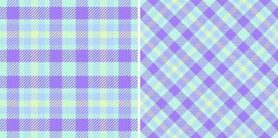 Plaid fabric of seamless tartan background with a pattern texture check textile. Set in kids colors. Trendy fashion essentials. vector