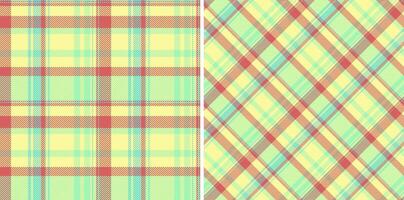 Background plaid fabric of textile seamless with a check tartan pattern texture. Set in rainbow colors of clothing style trends. vector