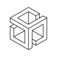 Cube logo, geometric design. Monochrome box logotype company, trendy techno emblem in isometric line style. vector