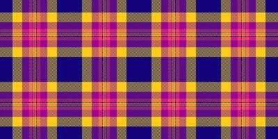 Flowing tartan plaid textile, minimalist fabric background seamless. Grand check pattern texture in indigo and yellow colors. vector