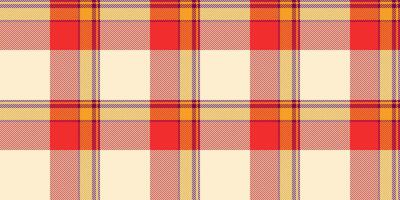 Graphic fabric pattern texture, random textile seamless . Repetitive check background tartan plaid in papaya whip and red colors. vector