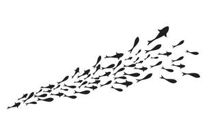 Dynamic Black flock of swimming fish vector