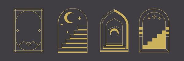 Boho Minimalist Stairs and Archways vector