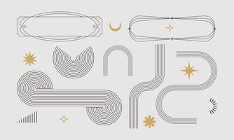 Abstract Boho Geometric Line Art with Minimalist Star and Moon Accents vector