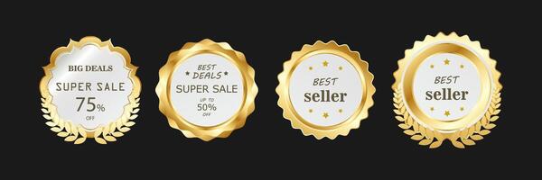 Elegant White and Gold Sale Badges vector