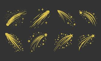 Celestial Design Elements Golden Shooting Stars and Comets vector