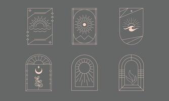 Boho Minimalist Celestial Frame Collection vector