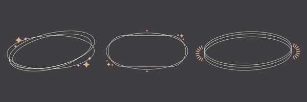 Minimalist Oval Line Art with Abstract Accents on Dark Background vector