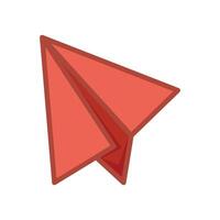 Paper plane icon. Red paper airplane isolated on white background. Design element illustration for the art of folding paper into an airplane vector