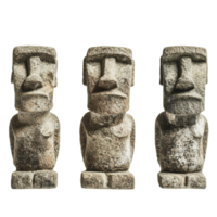 Moai statues on display at a cultural exhibition png