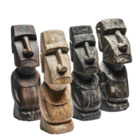 Wooden Moai statues displayed in a row png