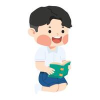 child sitting and reading a book vector